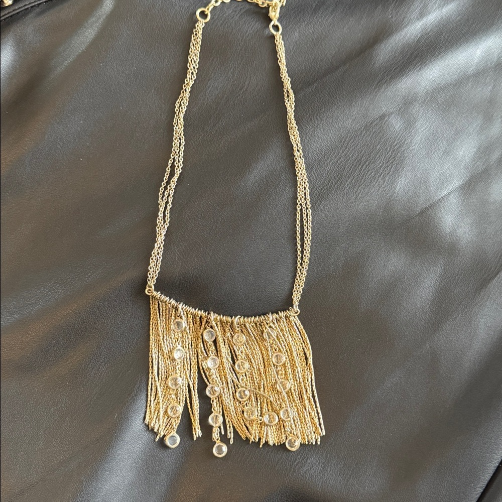 ABS Allen Schwartz Gold Fringe Necklace